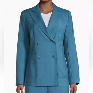 Weekend MAX MARA Nervoso Double-Breasted 100% Wool Jacket Blazer Blue NWT $630